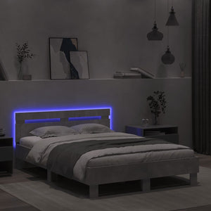 Bettgestell mit LED Betongrau 120x190 cm