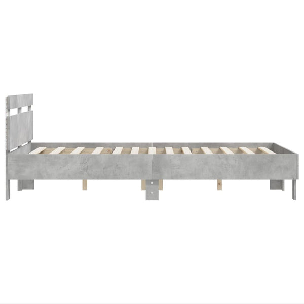 Bettgestell mit LED Betongrau 120x190 cm