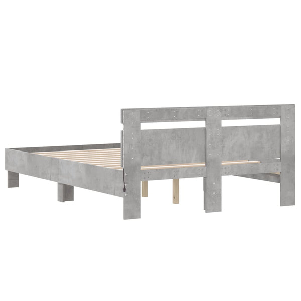 Bettgestell mit LED Betongrau 120x190 cm