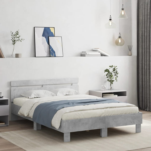 Bettgestell mit LED Betongrau 120x190 cm