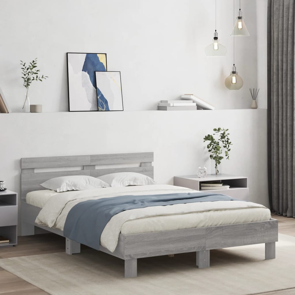 Bettgestell 120x190 cm mit LED Grau