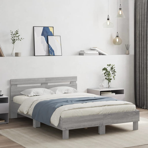 Bettgestell 120x190 cm mit LED Grau