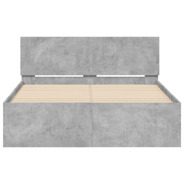 Bettgestell 140x190 cm mit LED Betongrau