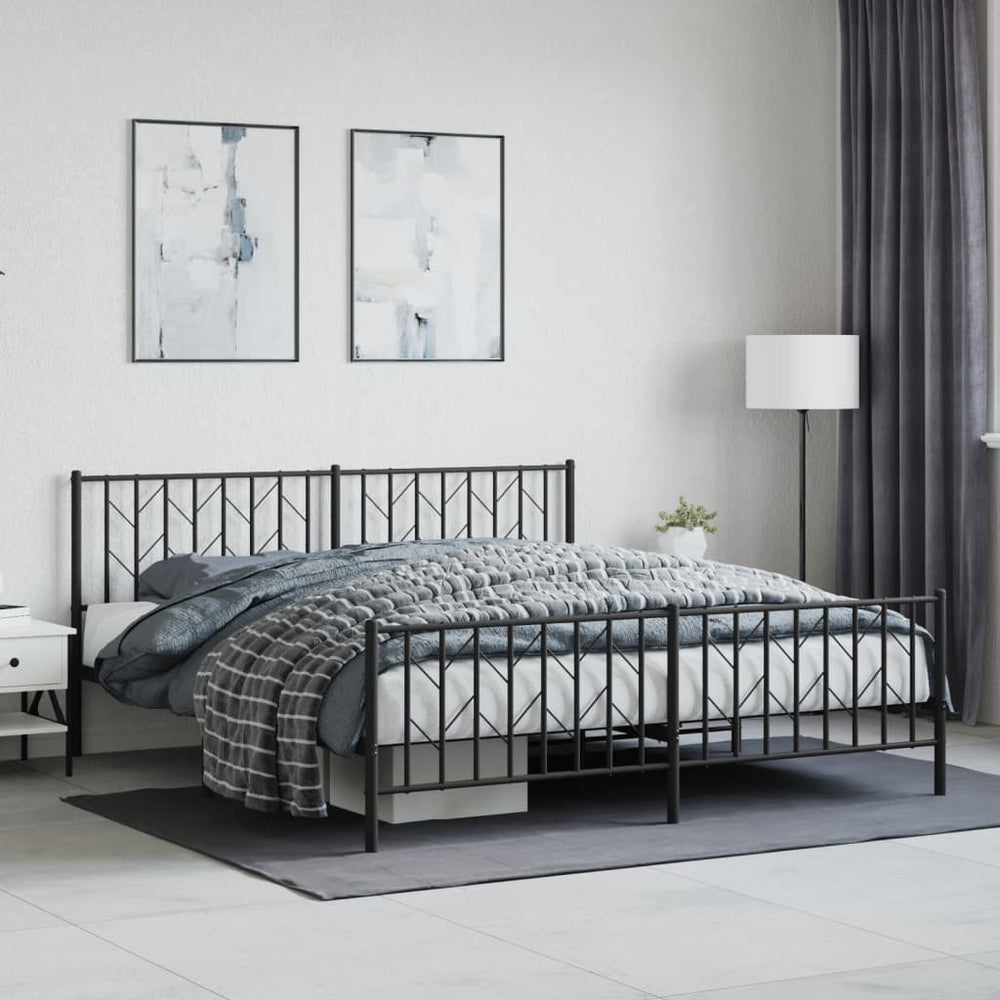 Metallbett 180x200 cm Schwarz ohne Matratze