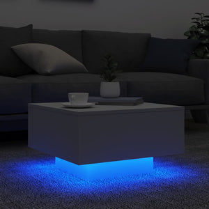 Couchtisch mit LED Weiß 55x55 cm