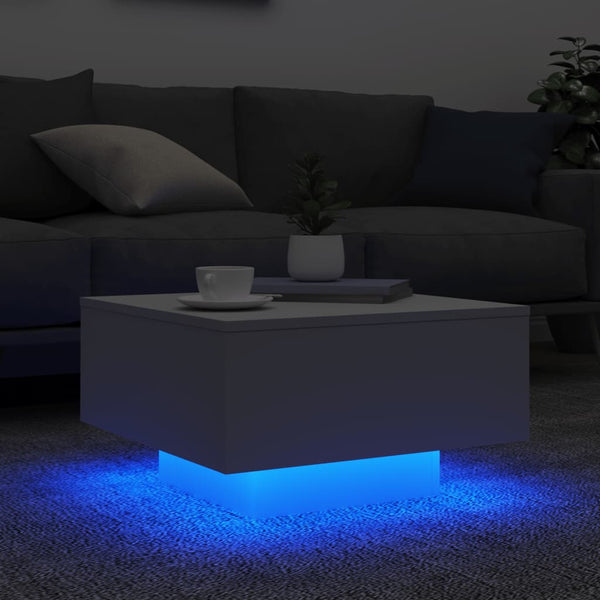 Couchtisch mit LED Weiß 55x55 cm