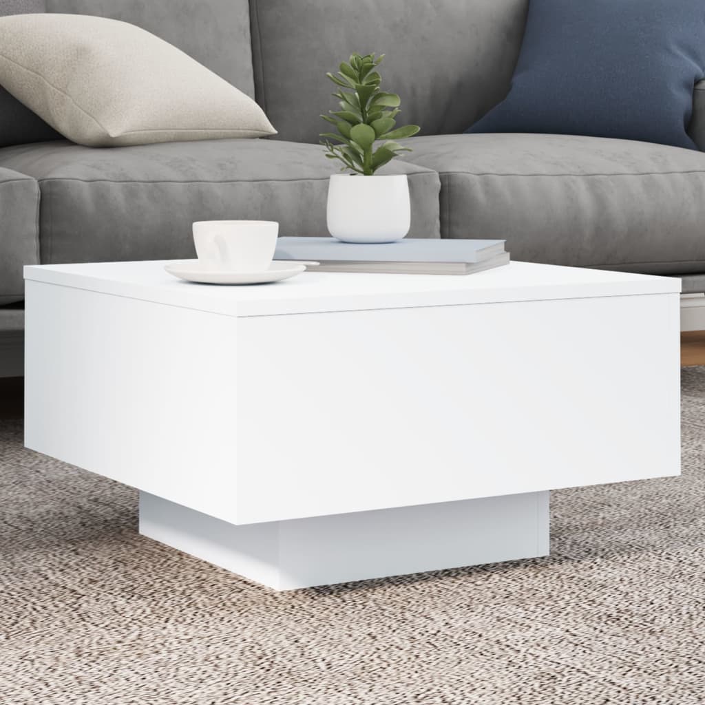 Couchtisch mit LED Weiß 55x55 cm