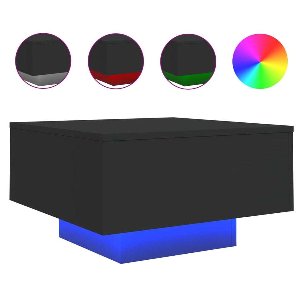 LED Couchtisch Schwarz 55x55 cm