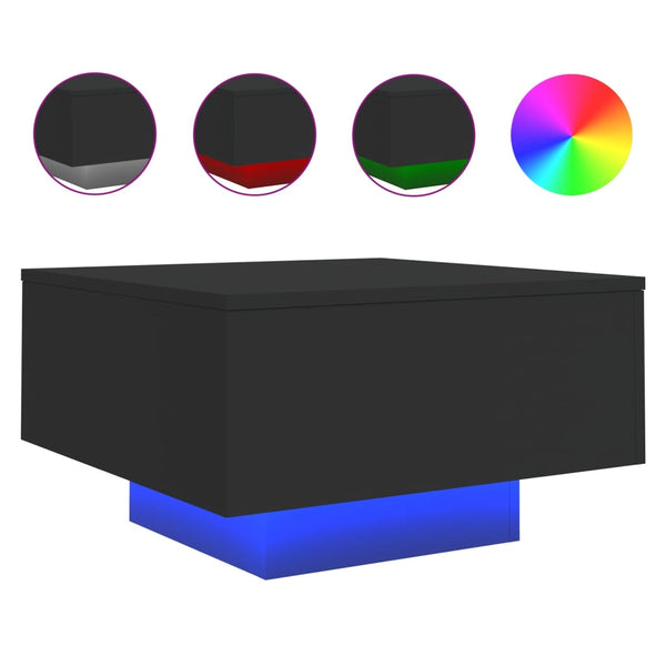 LED Couchtisch Schwarz 55x55 cm