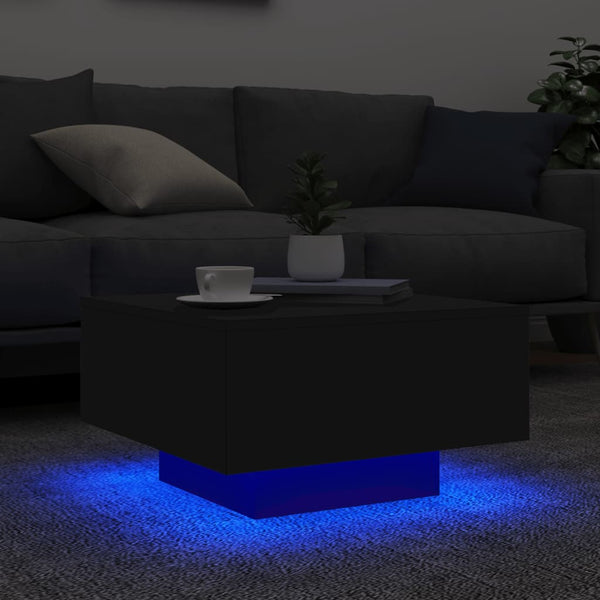 LED Couchtisch Schwarz 55x55 cm