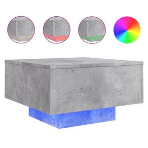 Couchtisch Betongrau mit LED-Leuchten 55x55 cm
