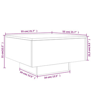 Couchtisch Betongrau mit LED-Leuchten 55x55 cm