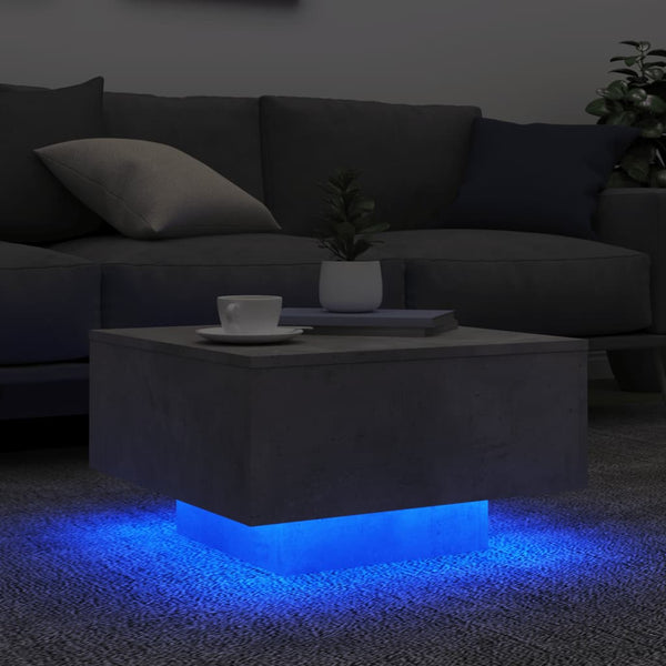 Couchtisch Betongrau mit LED-Leuchten 55x55 cm