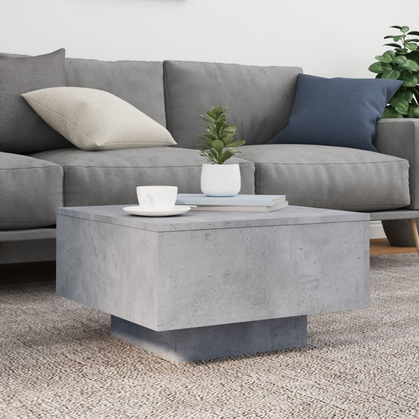 Couchtisch Betongrau mit LED-Leuchten 55x55 cm