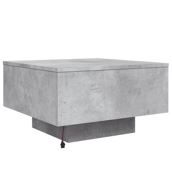 Couchtisch Betongrau mit LED-Leuchten 55x55 cm