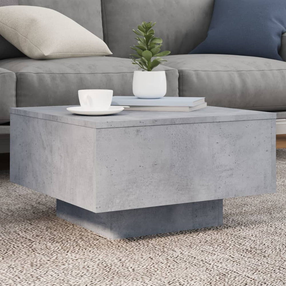 vidaXL Coffee Table with LED Lights Concrete Gray 55x55x31 cm
