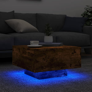 Couchtisch Räuchereiche mit LED 55x55 cm