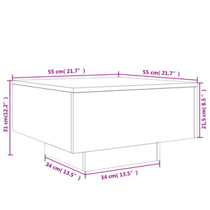 Couchtisch mit LED Braun Eichen-Optik 55x55 cm
