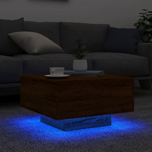 Couchtisch mit LED Braun Eichen-Optik 55x55 cm