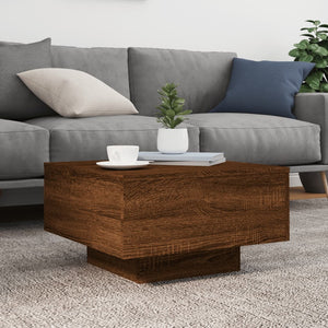 Couchtisch mit LED Braun Eichen-Optik 55x55 cm