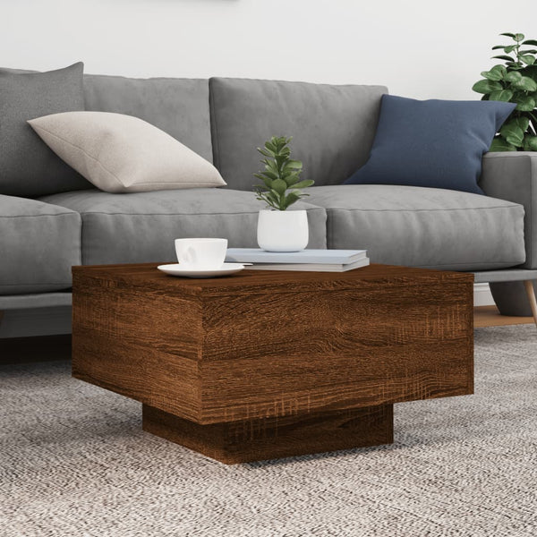 Couchtisch mit LED Braun Eichen-Optik 55x55 cm