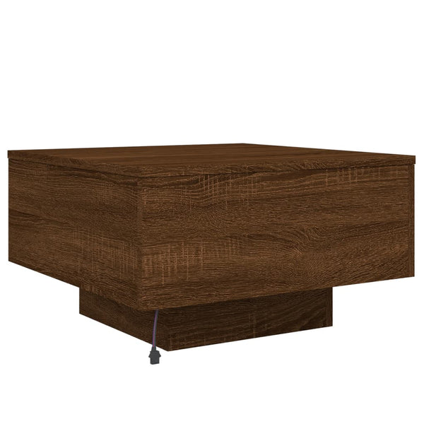 Couchtisch mit LED Braun Eichen-Optik 55x55 cm