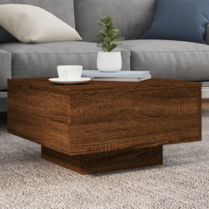 Couchtisch mit LED Braun Eichen-Optik 55x55 cm