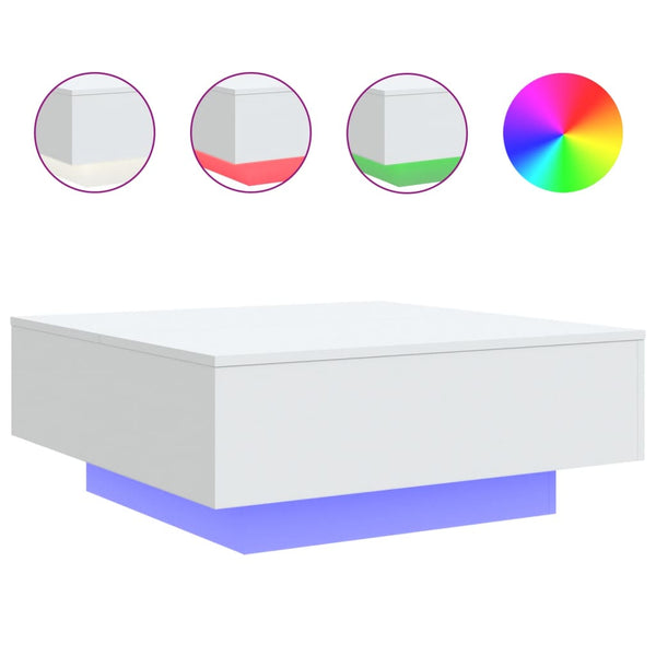 Couchtisch Weiß mit LED 80x80 cm