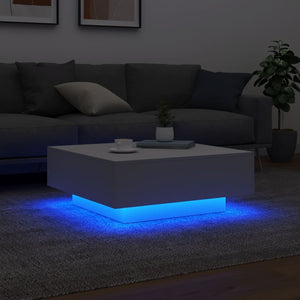 Couchtisch Weiß mit LED 80x80 cm