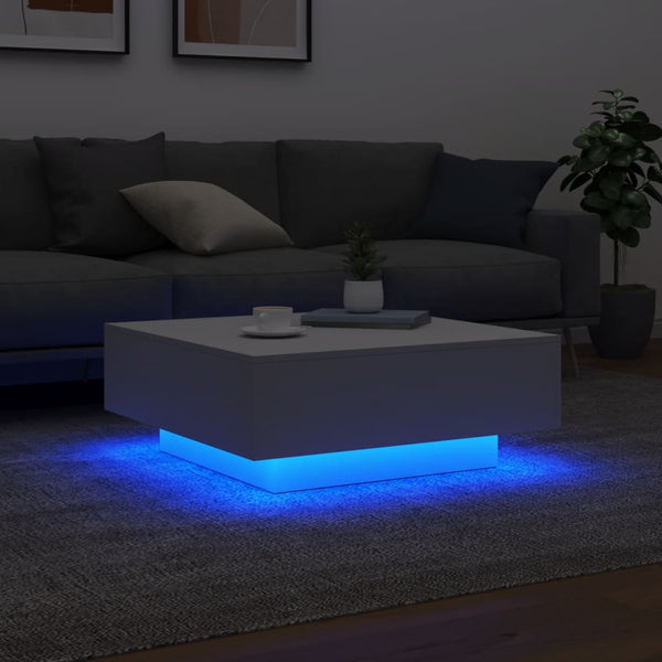 Couchtisch Weiß mit LED 80x80 cm