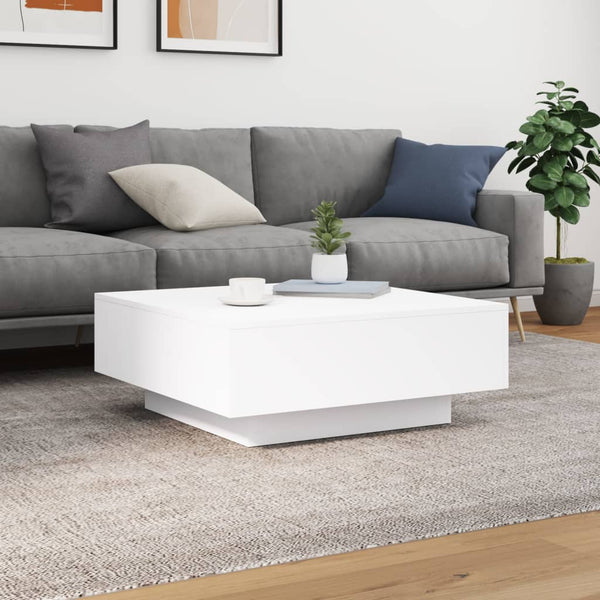 Couchtisch Weiß mit LED 80x80 cm