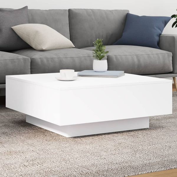 Couchtisch Weiß mit LED 80x80 cm