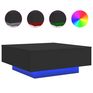 Couchtisch Schwarz mit LED 80x80 cm