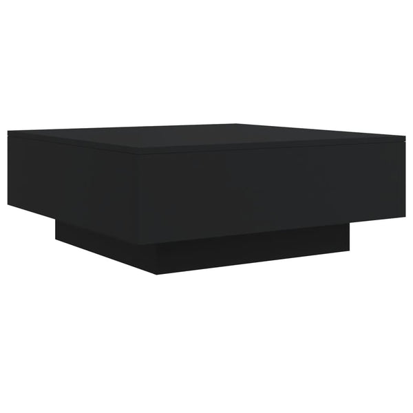Couchtisch Schwarz mit LED 80x80 cm