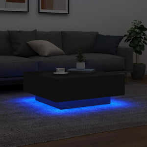 Couchtisch Schwarz mit LED 80x80 cm