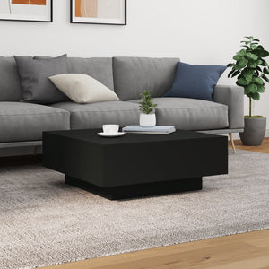 Couchtisch Schwarz mit LED 80x80 cm