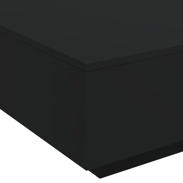 Couchtisch Schwarz mit LED 80x80 cm