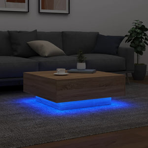 Couchtisch Sonoma Eiche mit LED 80x80 cm