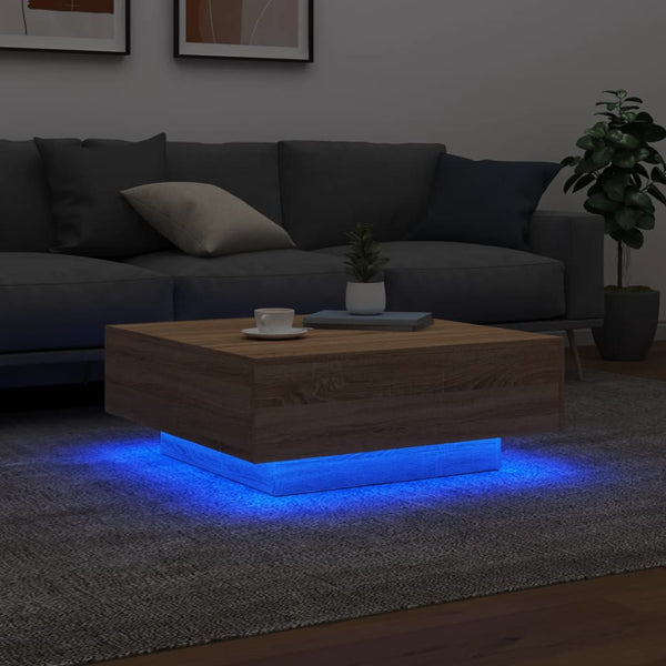 Couchtisch Sonoma Eiche mit LED 80x80 cm