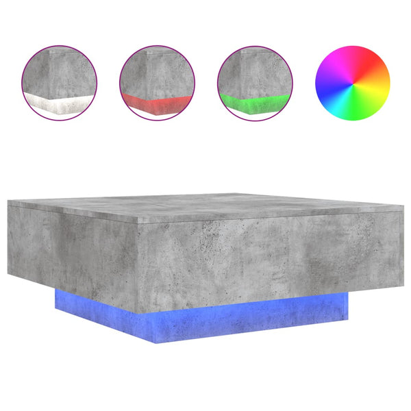 LED Couchtisch Betongrau 80x80 cm