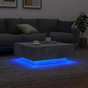 LED Couchtisch Betongrau 80x80 cm