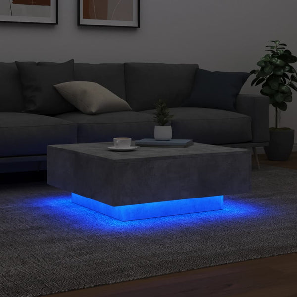 LED Couchtisch Betongrau 80x80 cm
