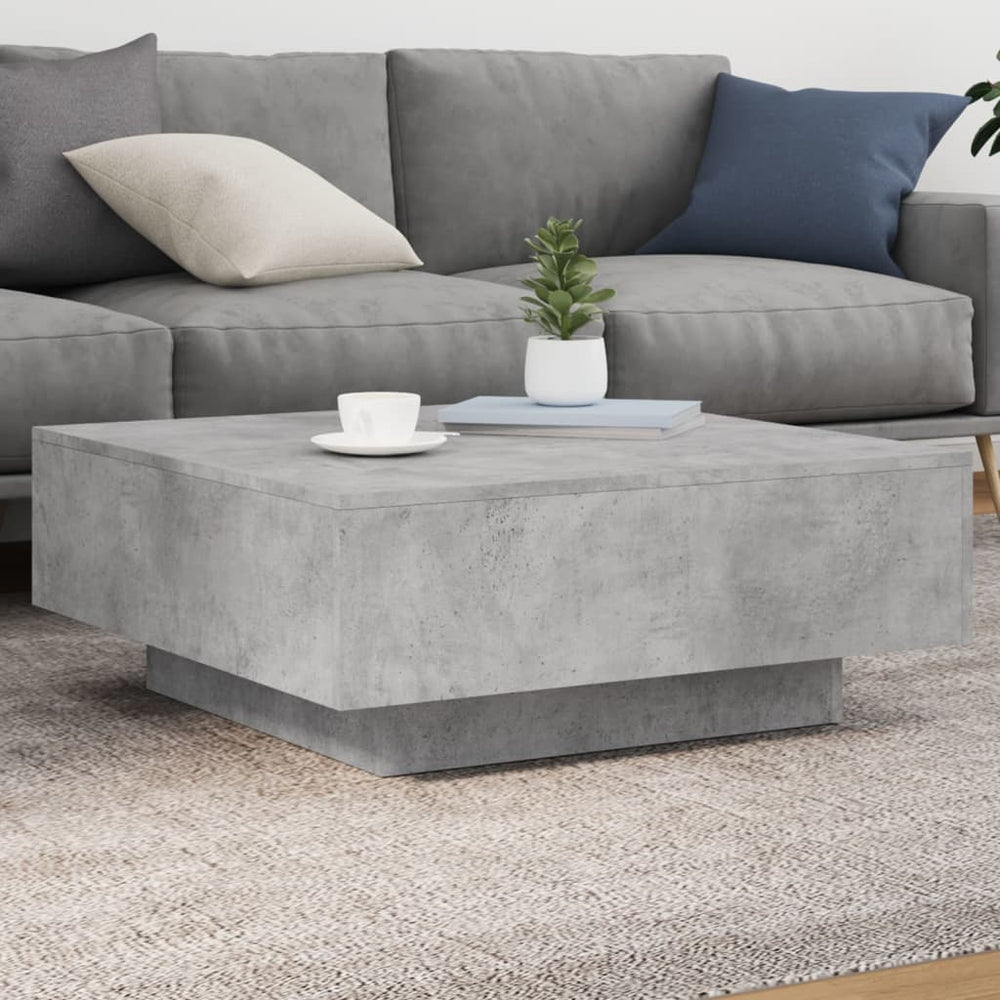 LED Couchtisch Betongrau 80x80 cm