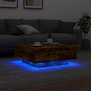 Couchtisch Räuchereiche mit LED 80x80 cm