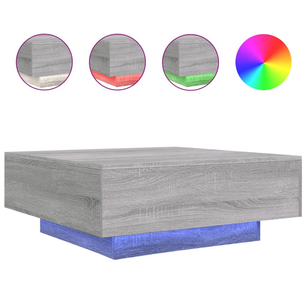 Couchtisch Grau Sonoma mit LED 80x80