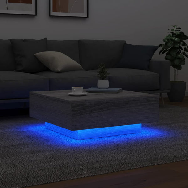 Couchtisch Grau Sonoma mit LED 80x80
