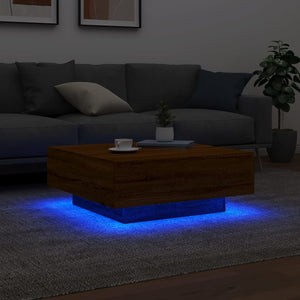 Couchtisch mit LED Braun Eichen-Optik 80x80 cm