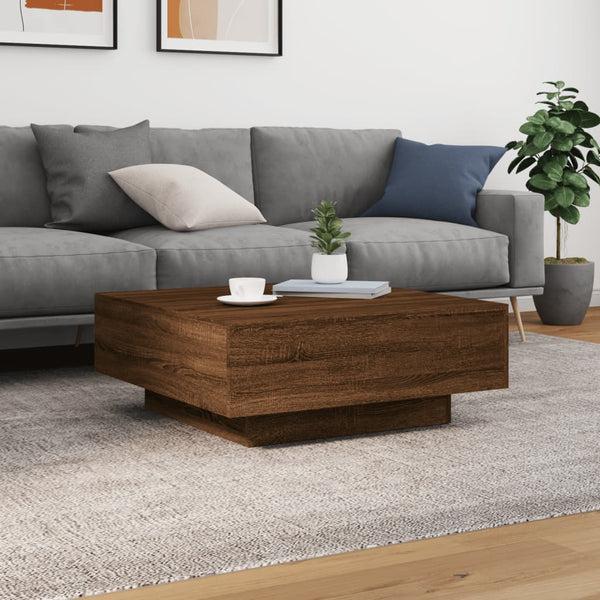 Couchtisch mit LED Braun Eichen-Optik 80x80 cm