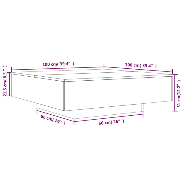 Couchtisch Braun Eichenoptik 100x100 cm