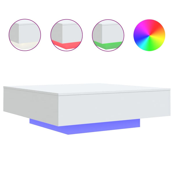 Couchtisch Weiß mit LED 100x100 cm